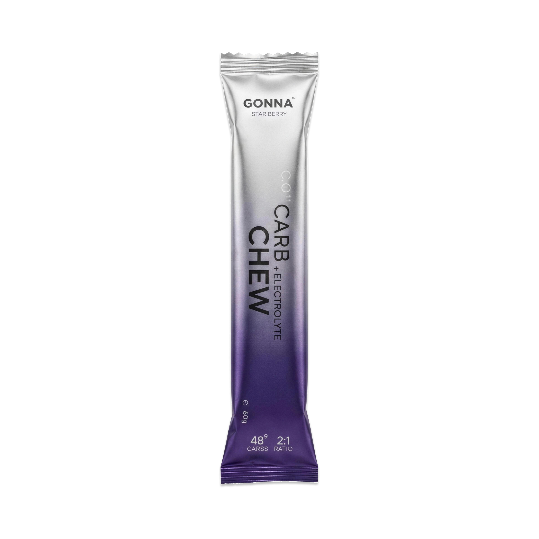 GONNA C.O1 Carb Chew, Star Berry energy chews with 48g of carbs per strip, product photo 2
